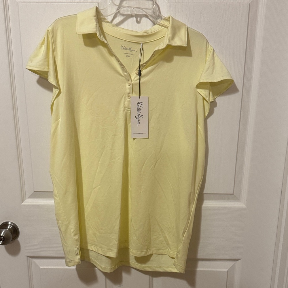 Walter Hagen Light Yellow Ruffle Sleeve Polo